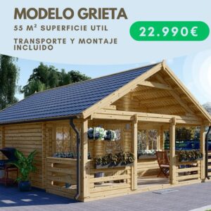 Casa de madera GRIETA 55m² con transporte y montaje incluido